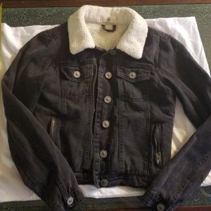 Missguided dark denim cropped jean jacket